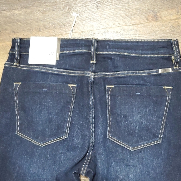 KanCan Blue Flare Wide Leg Jeans with Gold Contrast Stitching - Picture 8 of 9